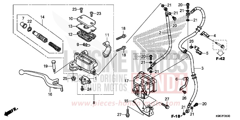 FRONT BRAKE MASTER CYLINDER for PCX 125 PEARL SPLENDOR RED (R369) from 2019